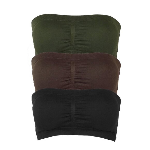 3pcs SET Strapless Bandeau Padded Tube Top Bra Stretch Non-slip - Picture 1 of 9